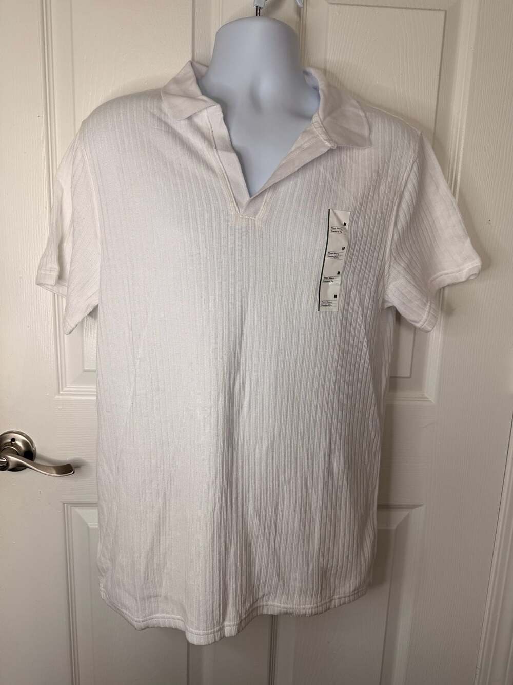 Goodfellow & Co Short Sleeve Polo Size M White Ribbed Shirt